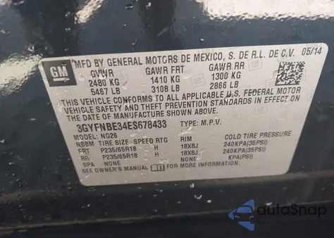 2014 Cadillac Srx Luxury Collection из США, поврежденный, VIN 3GYFNBE34ES678433